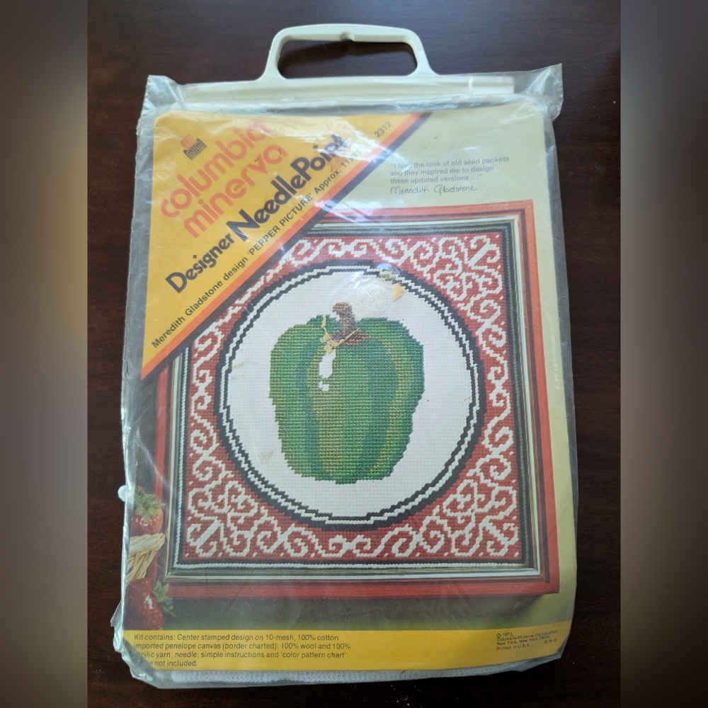 Needlepoint Kit with Green and Red Design